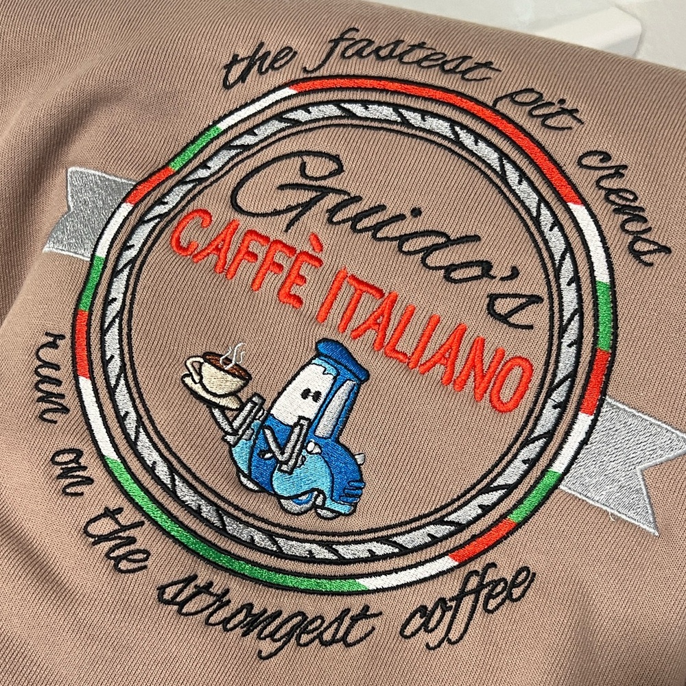 “Guido's Caffè Italiano” Cars inspired Tan Bella + Canvas Sweatshirt